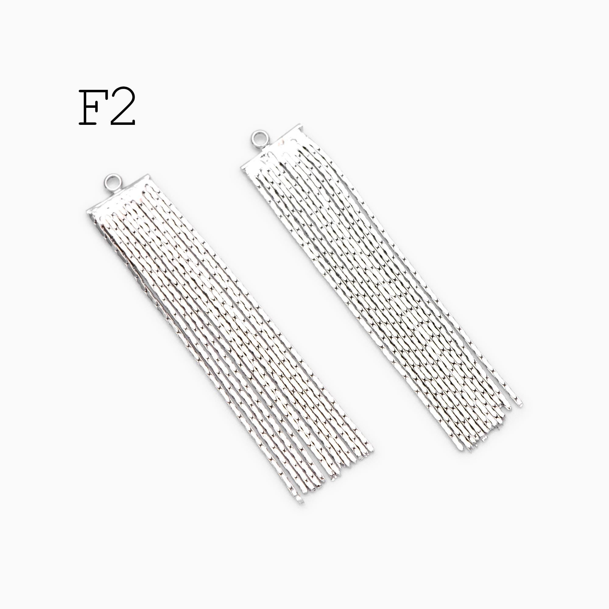 4pcs Gold/ Silver Tone Chain Long Tassels, 18K Gold/ Rhodium plated Brass Tassel, Earring Charm Pendants (GB-945)